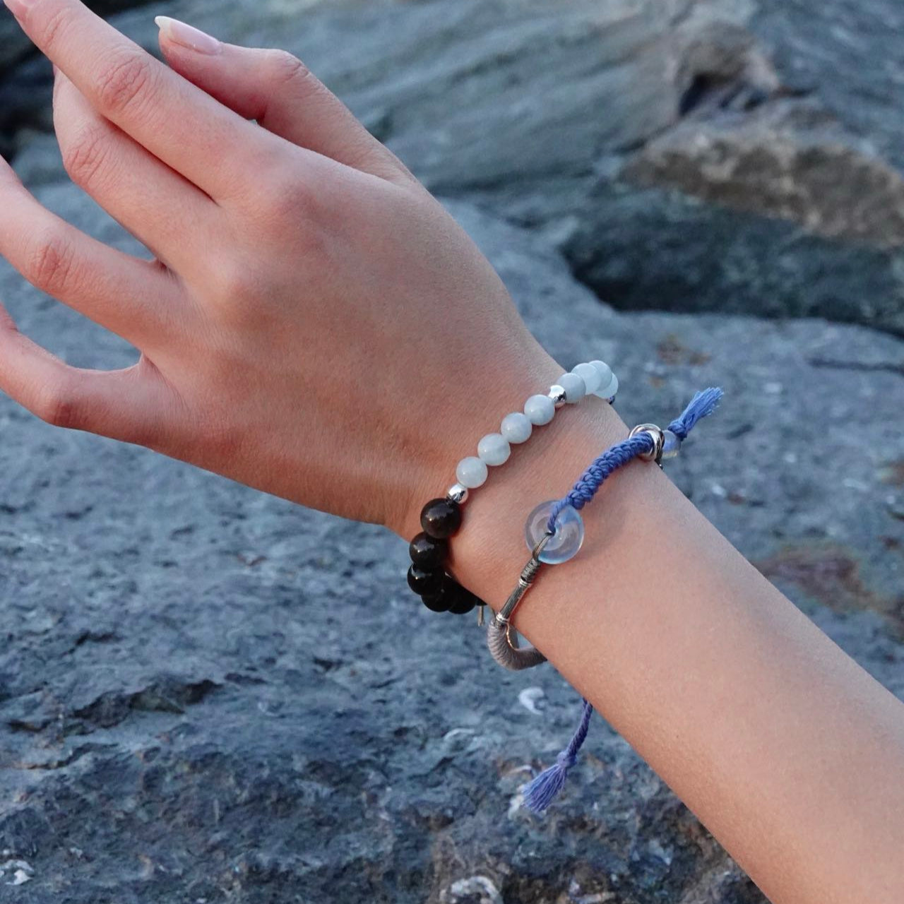 Ping An | Braided Aquamarine Peace Buckle Bracelet - Water