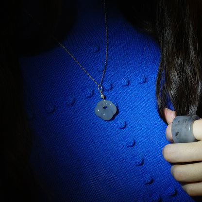 Yun | Gray Chalcedony Mini Cloud Lock Charm - Water