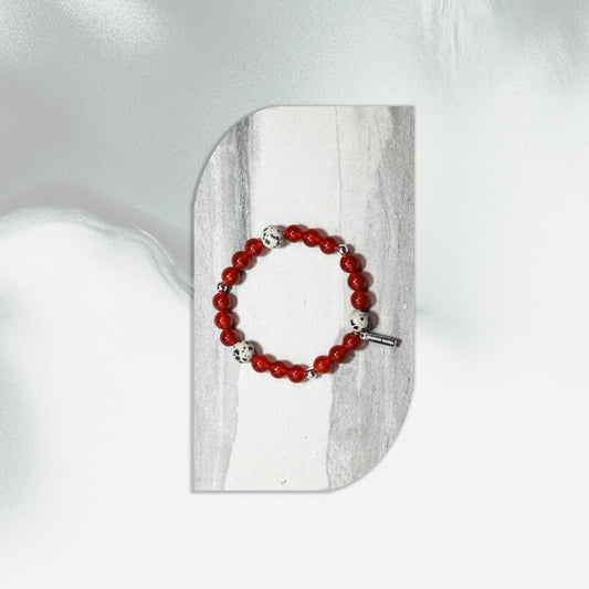 Lava Bracelet - Carnelian Dalmatian Jasper