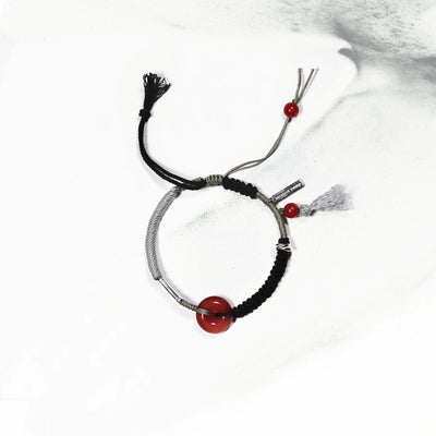 Ping An | Braided Red Carnelian Peace Buckle Bracelet - Fire
