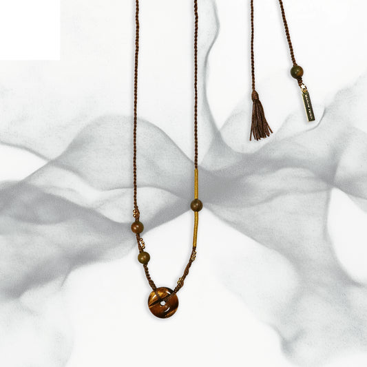 Ping An | Braided Tiger's Eye Peace Buckle Necklace - Earth