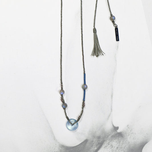 Ping An | Braided Aquamarine Peace Buckle Necklace - Water
