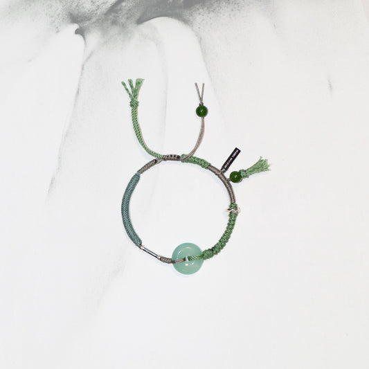 Ping An | Braided Jade Peace Buckle Bracelet - Wood