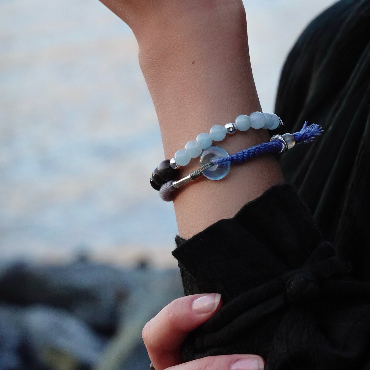 Ping An | Braided Aquamarine Peace Buckle Bracelet - Water