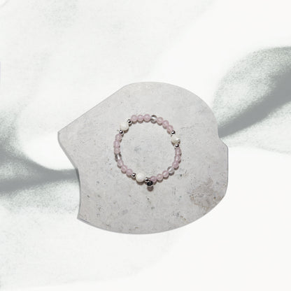 Moon Petal Bracelet - Rose Quartz Mother of Pearl