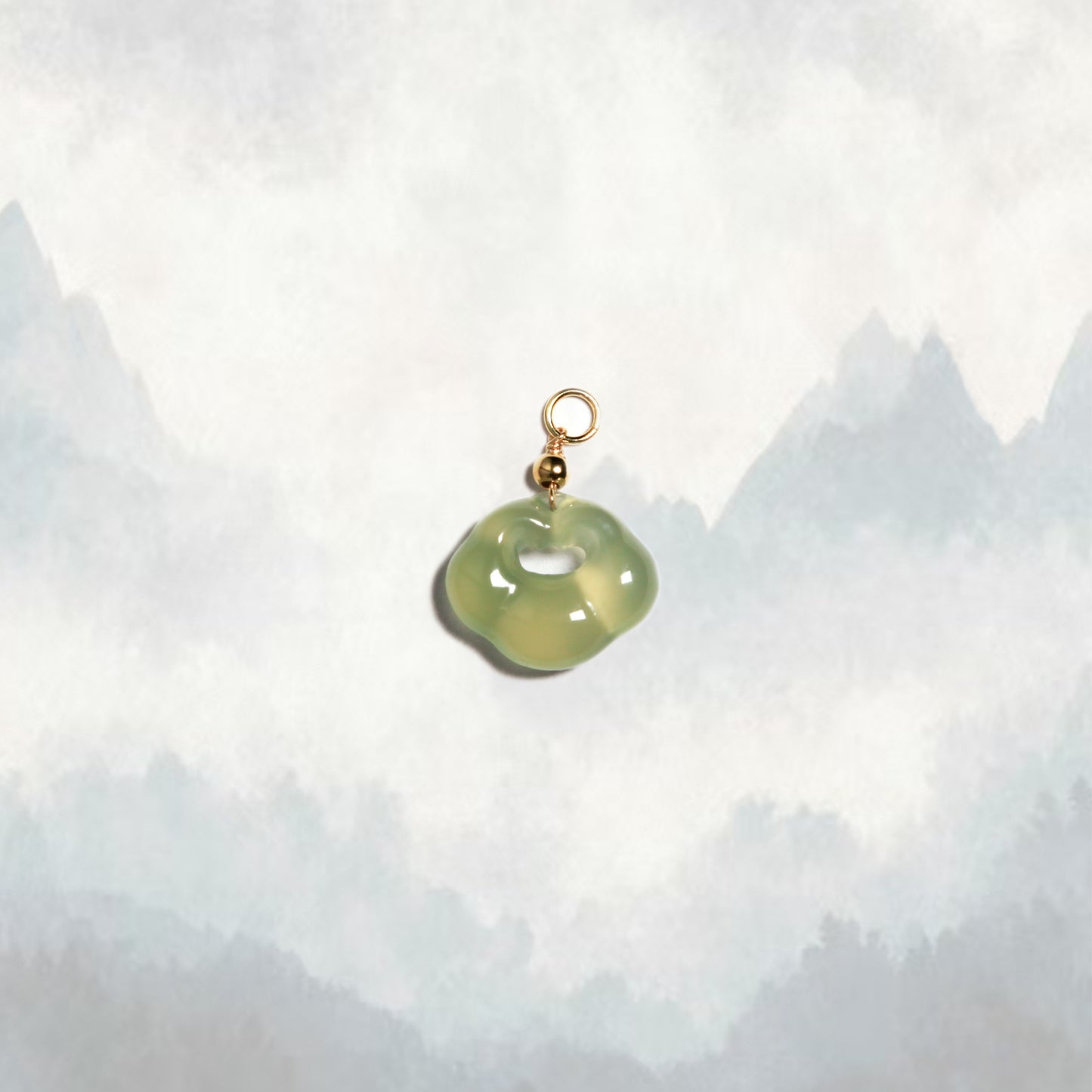 Yun | Jade Chalcedony Mini Cloud Lock Charm - Wood