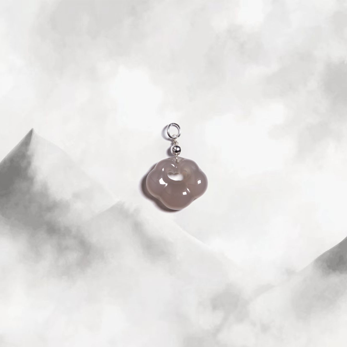 Yun | Gray Chalcedony Mini Cloud Lock Charm - Water