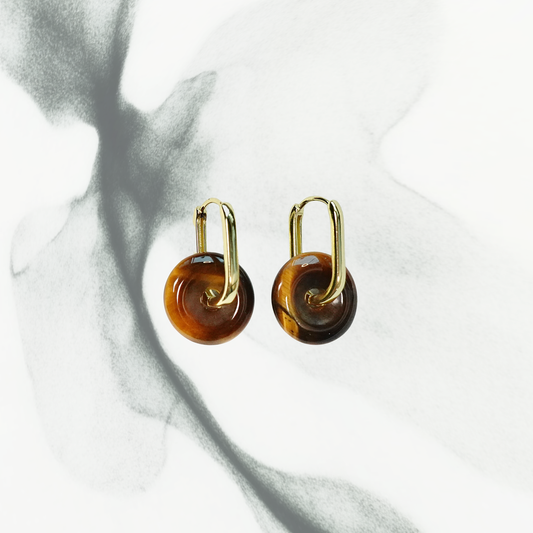 Ping An | Tiger's Eye Peace Buckle Earrings - Earth
