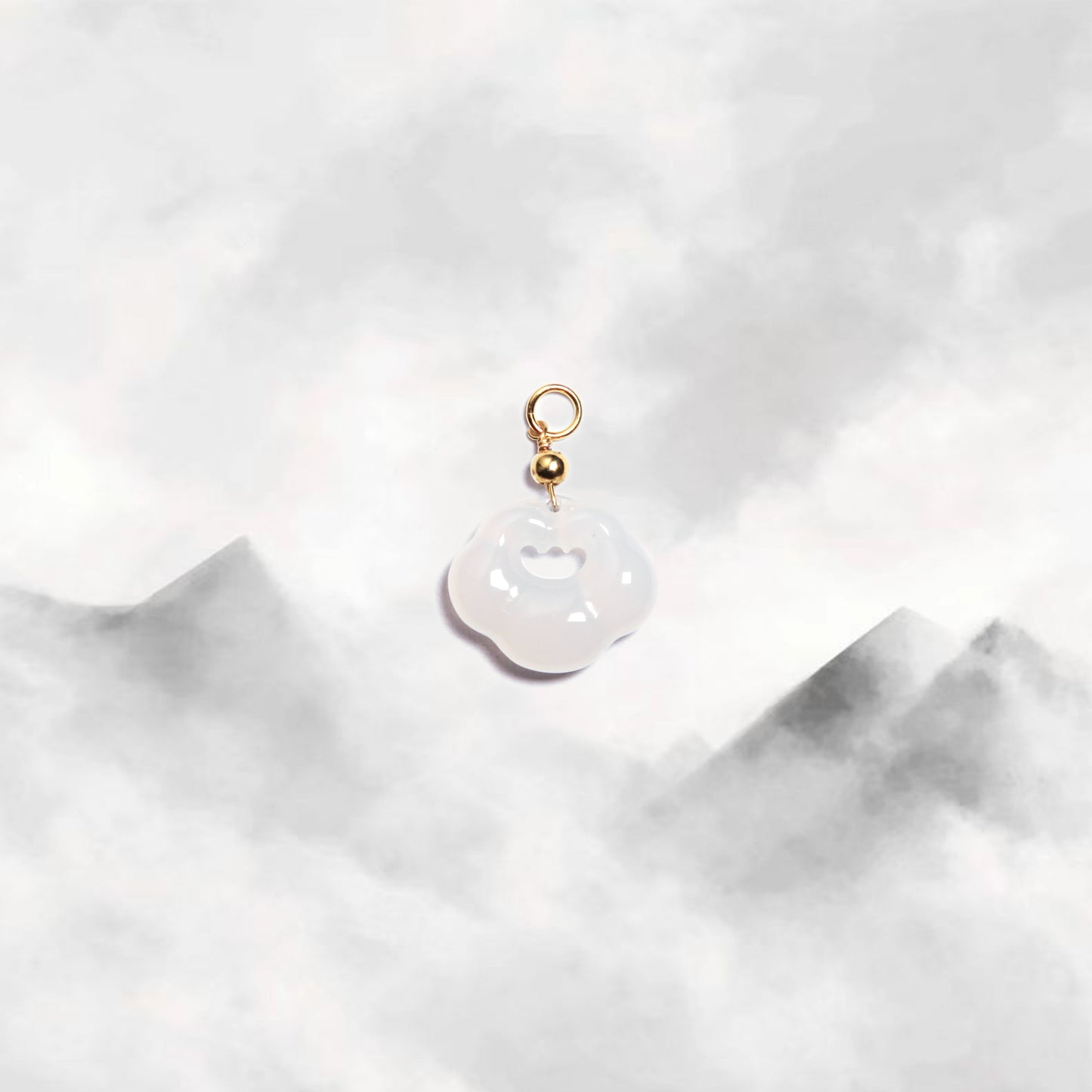 Yun | Ice Chalcedony Mini Cloud Lock Charm - Metal