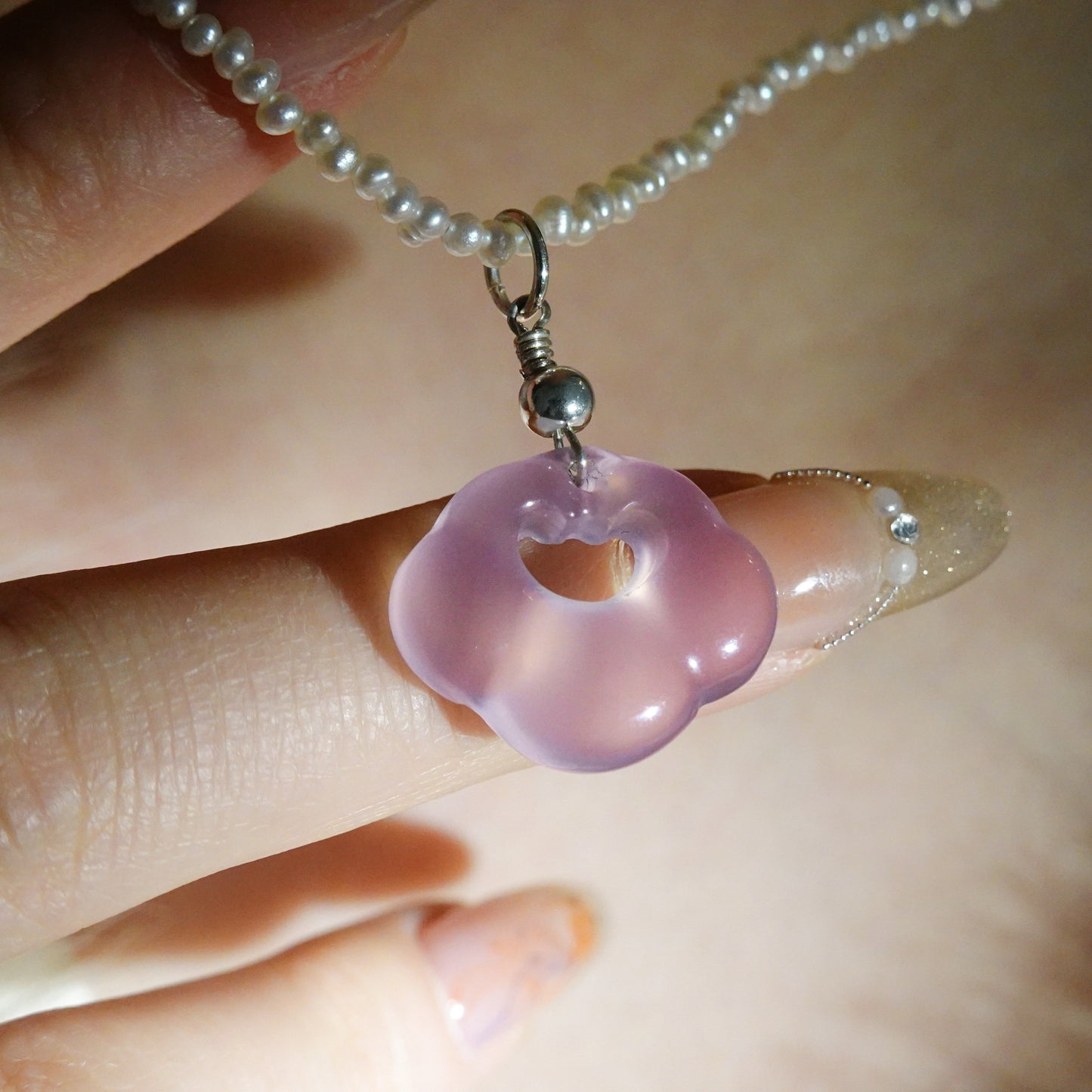 Yun | Pink Chalcedony Mini Cloud Lock Charm - Fire