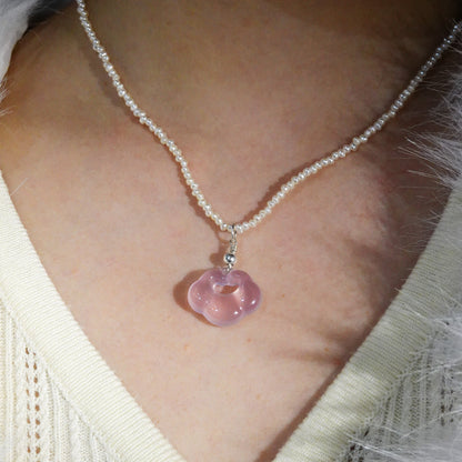 Yun | Pink Chalcedony Mini Cloud Lock Charm - Fire