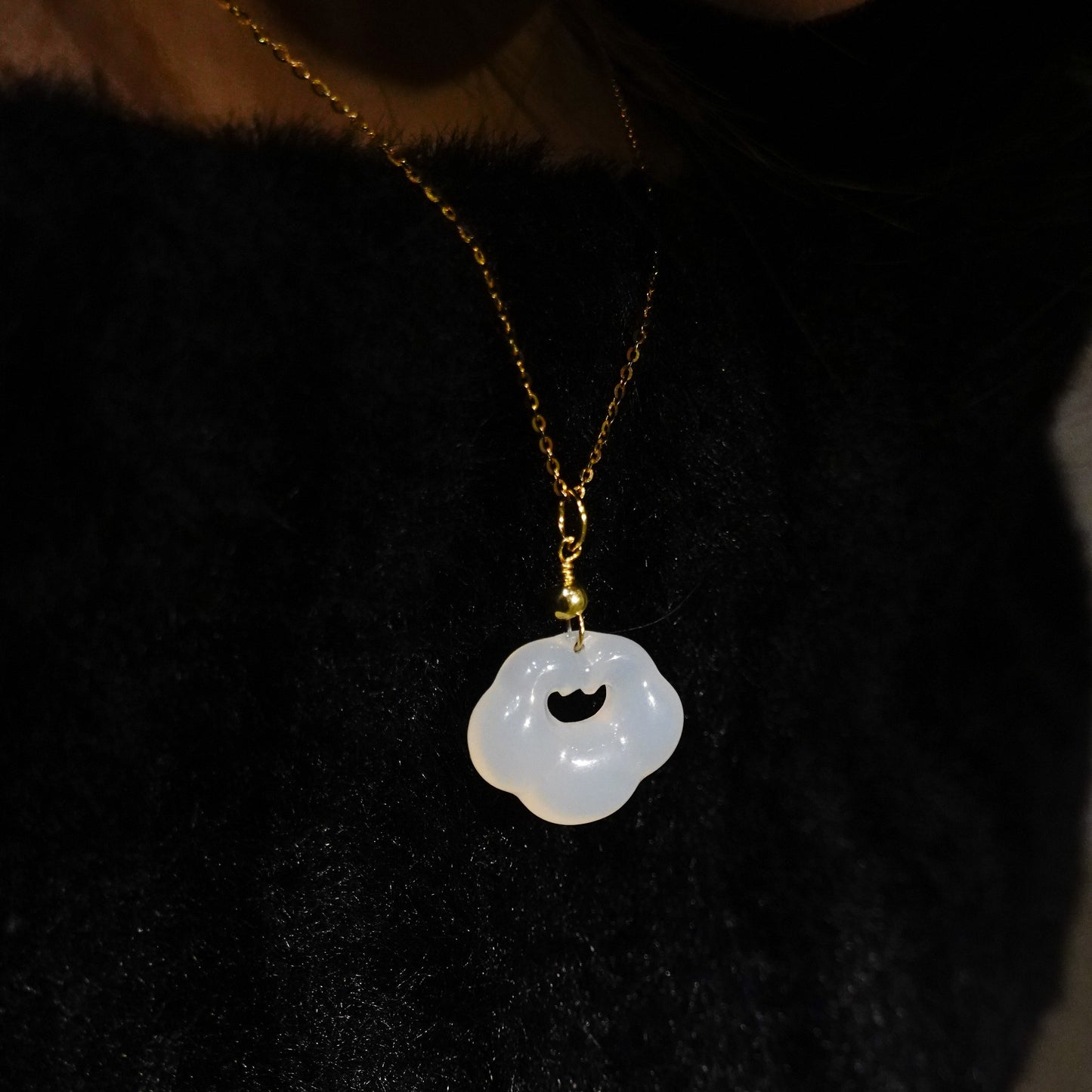 Yun | Ice Chalcedony Mini Cloud Lock Charm - Metal