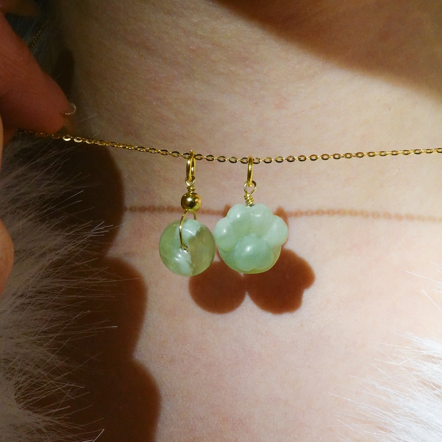 Fortune Cat Paw - Serpentine Jade Charm