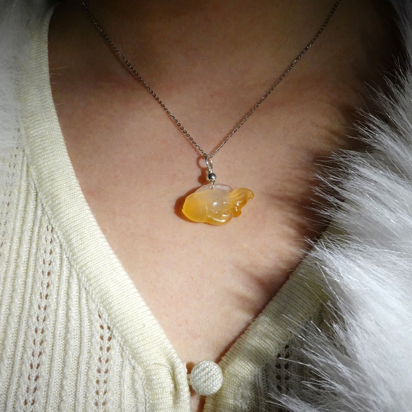 Lucky Goldfish - Carnelian Agate Charm