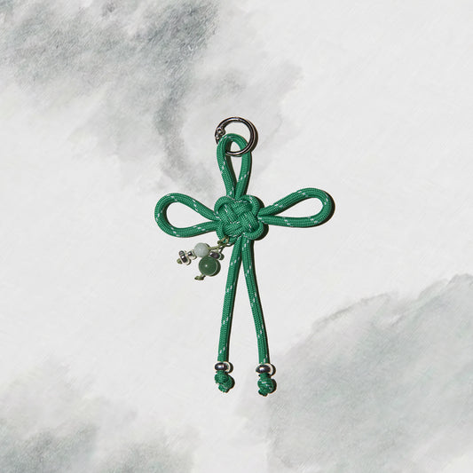 Jie | Fortune Knot Jade Bag Charm - Wood