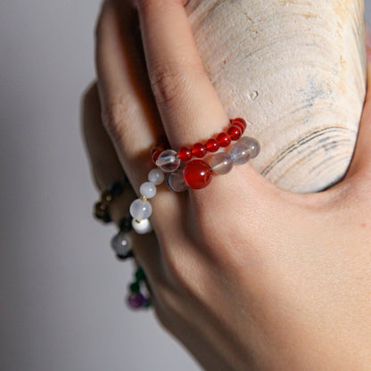 Ignite Ring Red Carnelian Clear Quartz