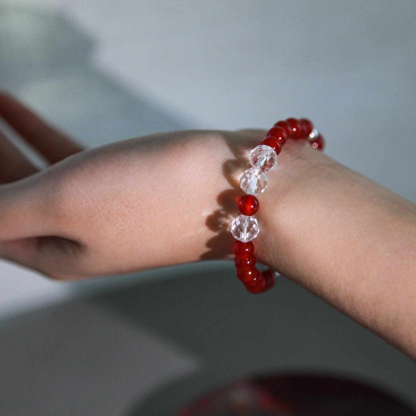 Ignite Crystal Bracelet Red Carnelian Clear Quartz