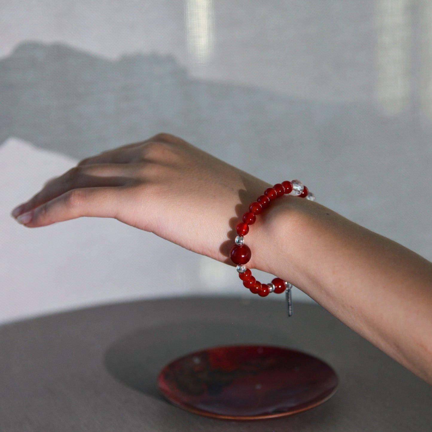 Ignite Crystal Bracelet Red Carnelian Clear Quartz