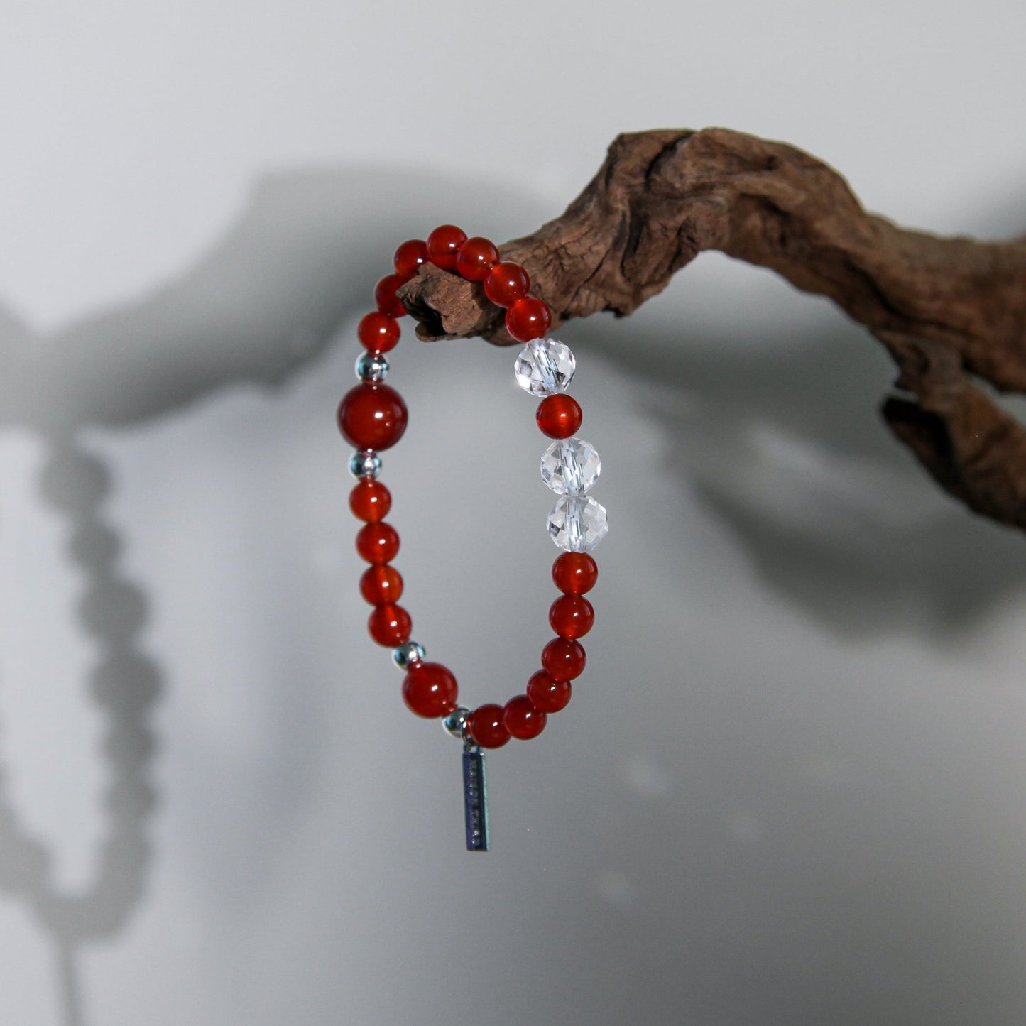 Ignite Crystal Bracelet Red Carnelian Clear Quartz