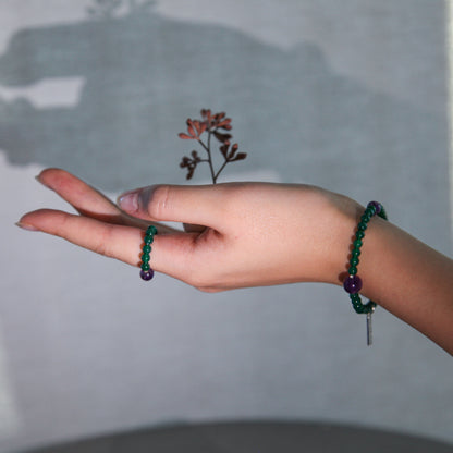 Nightshade Ring Green Agate Amethyst
