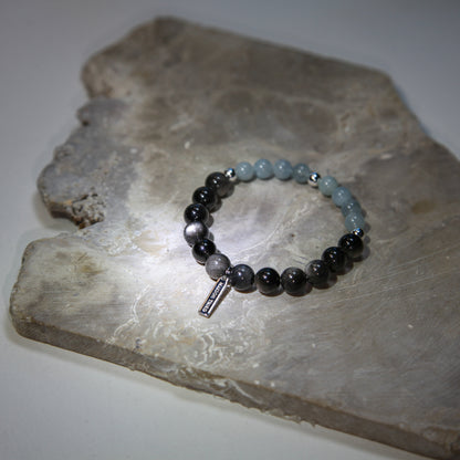 Obsidian Sea Bracelet Aquamarine Silver Obsidian