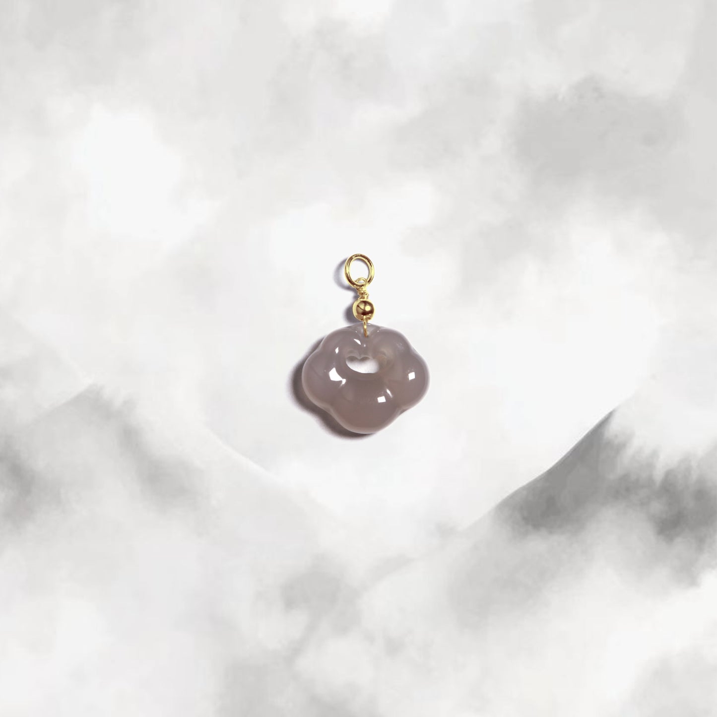 Yun | Gray Chalcedony Mini Cloud Lock Charm - Water
