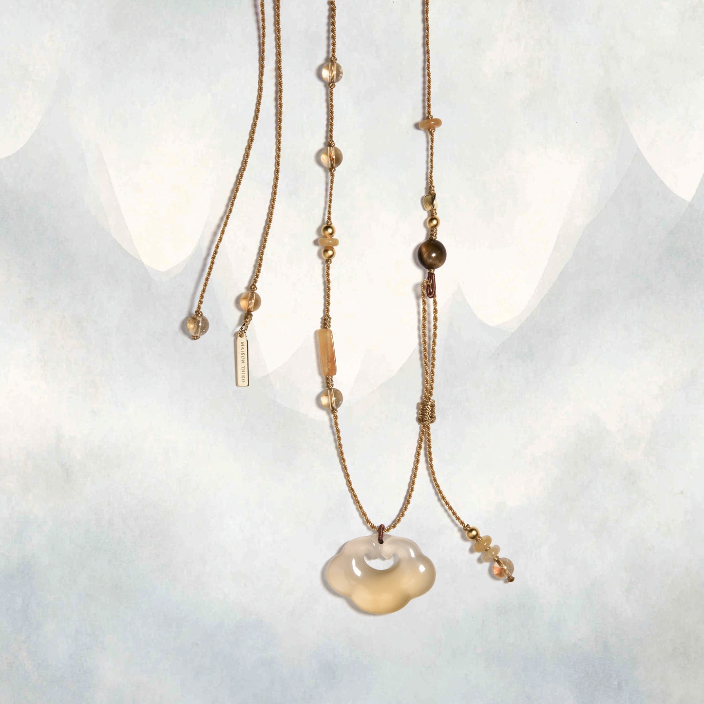 Yun | Braided Honey Chalcedony Cloud Lock Necklace - Earth