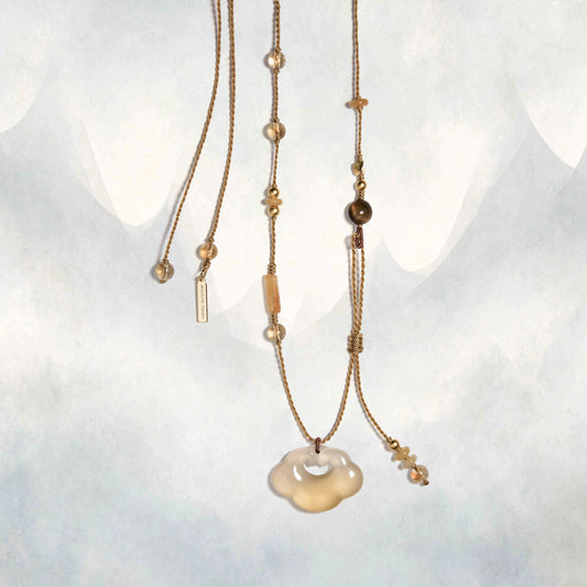 Yun | Braided Honey Chalcedony Cloud Lock Necklace - Earth
