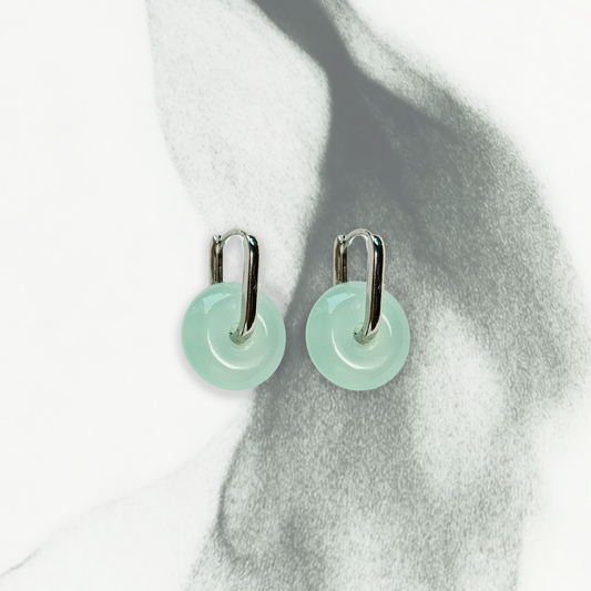 Ping An | Jade Peace Buckle Earrings - Wood