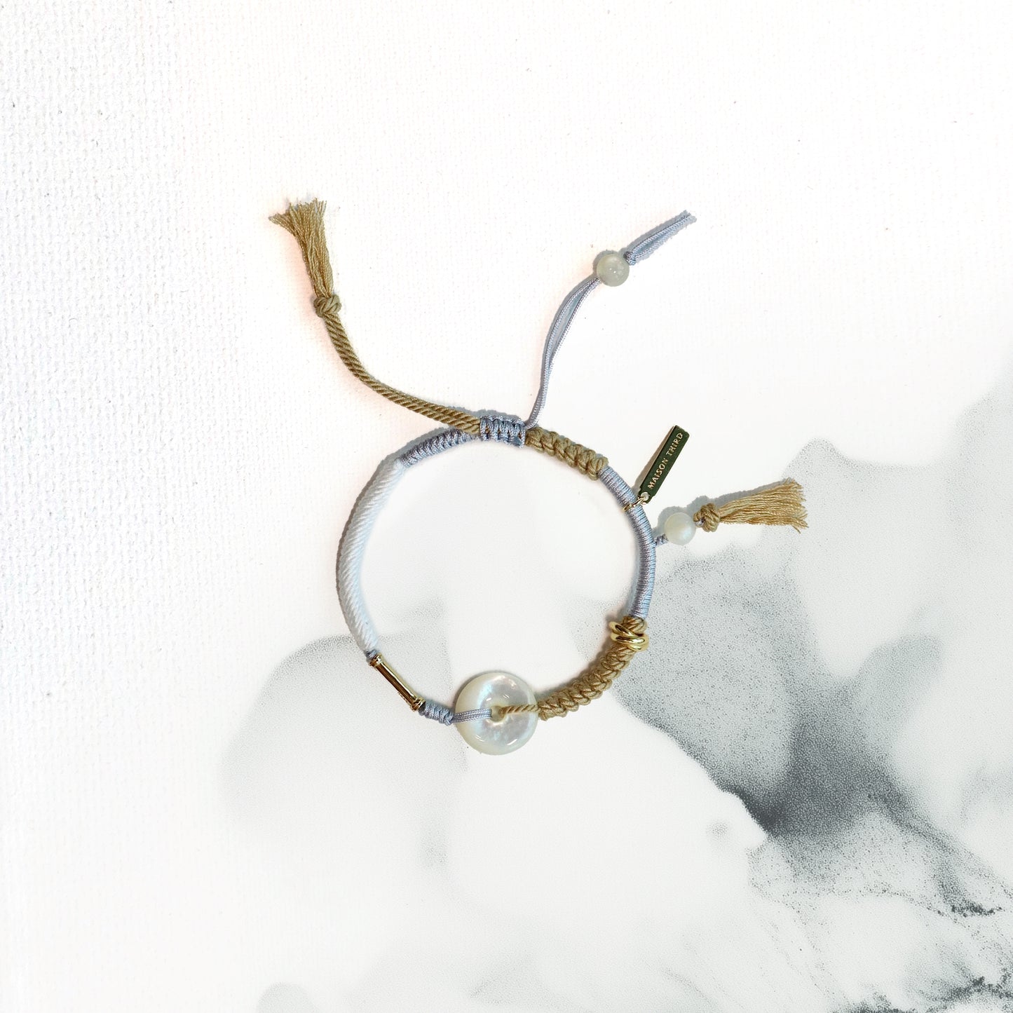 Ping An | Braided Mother of Pearl Peace Buckle Bracelet - Metal