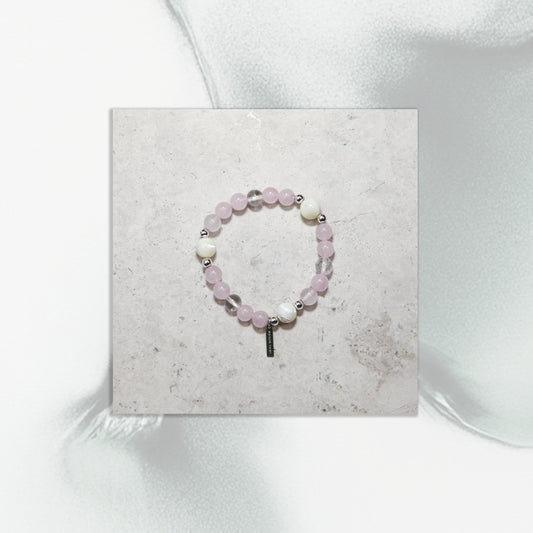 Moon Petal Bracelet - Rose Quartz Mother of Pearl