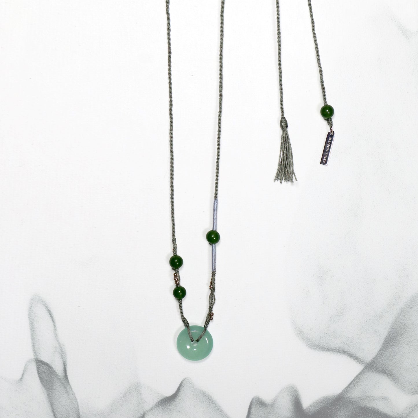 Ping An | Braided Jade Peace Buckle Necklace - Wood