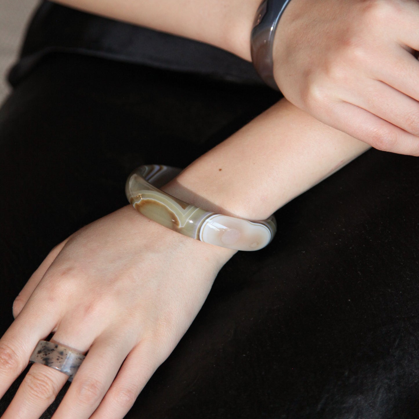 Born Once | "Deep Earth" Agate Bangle Classic Round