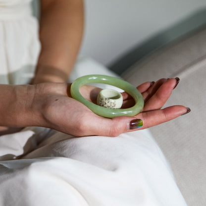 Born Once | "Blossom" Serpentine Jade Domed Ring