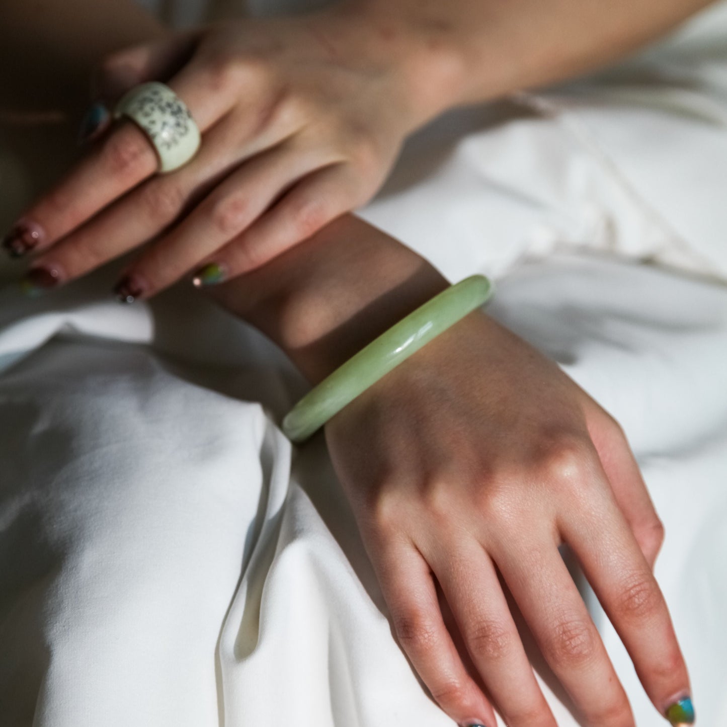 Born Once | "Celadon" - Serpentine Jade Bangle Full Round