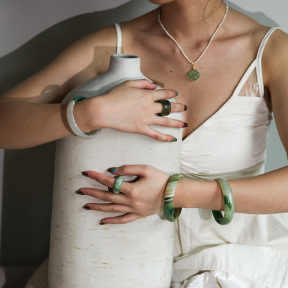 Born Once | "River" - Agate Jade Bangle Classic Round