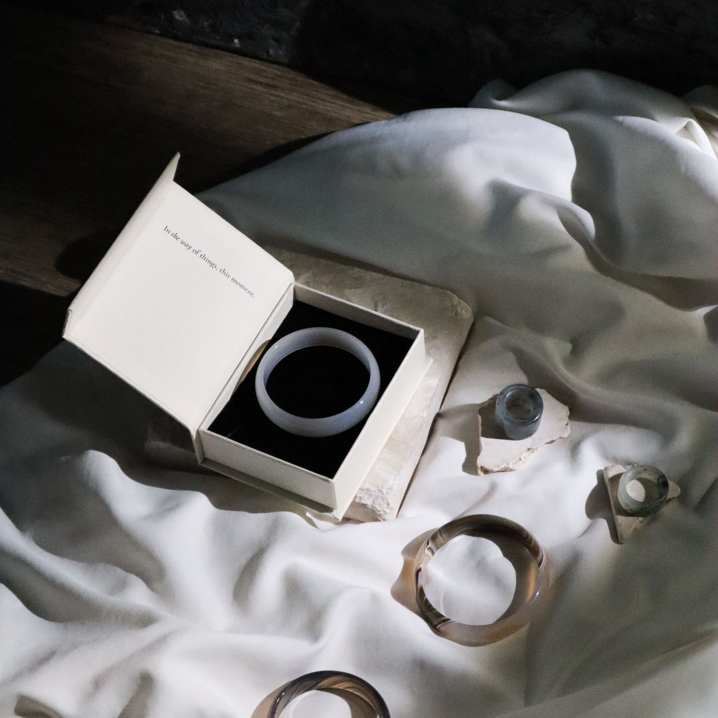 Born Once | "Pure" White Agate Jade Bangle Classic Round