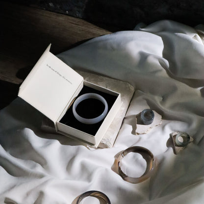 Born Once | "Pure" White Agate Jade Bangle Classic Round
