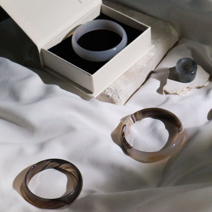 Born Once | "Deep Earth" Agate Bangle Classic Round