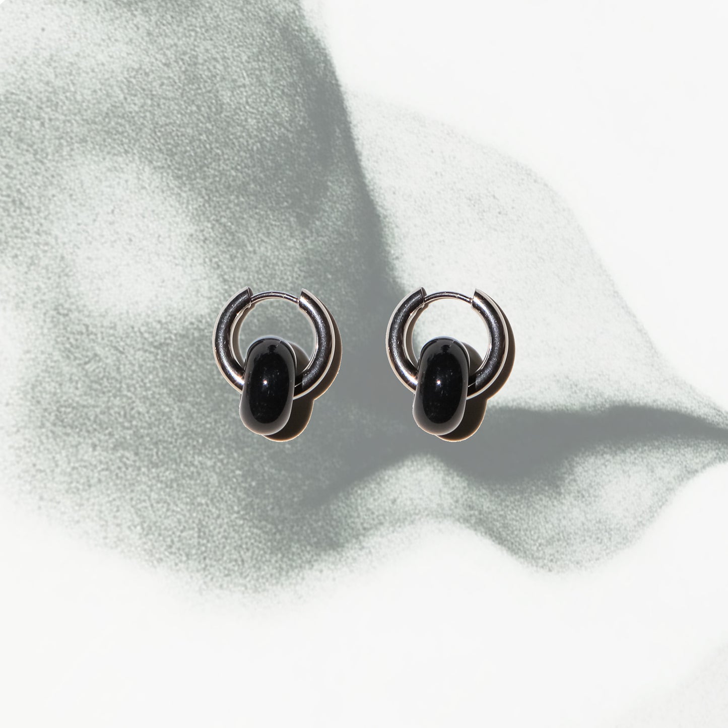 Shadow Orbit - Onyx Huggies Hoop Earrings
