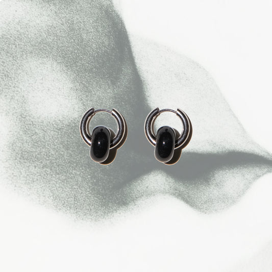 Shadow Orbit - Onyx Huggies Hoop Earrings