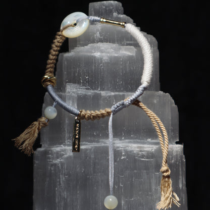 Ping An | Braided Mother of Pearl Peace Buckle Bracelet - Metal