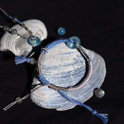Ping An | Braided Aquamarine Peace Buckle Bracelet - Water
