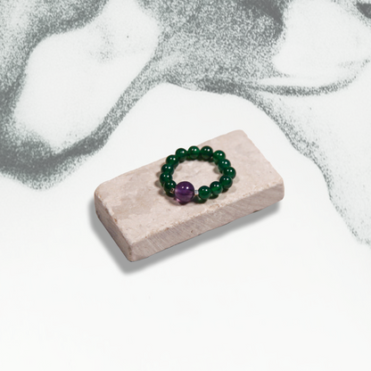 Nightshade Ring Green Agate Amethyst