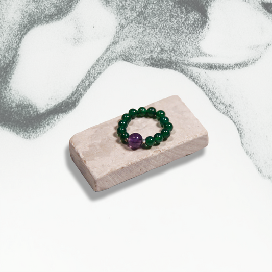 Nightshade Ring Green Agate Amethyst