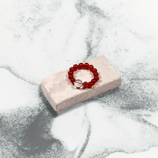 Ignite Ring Red Carnelian Clear Quartz