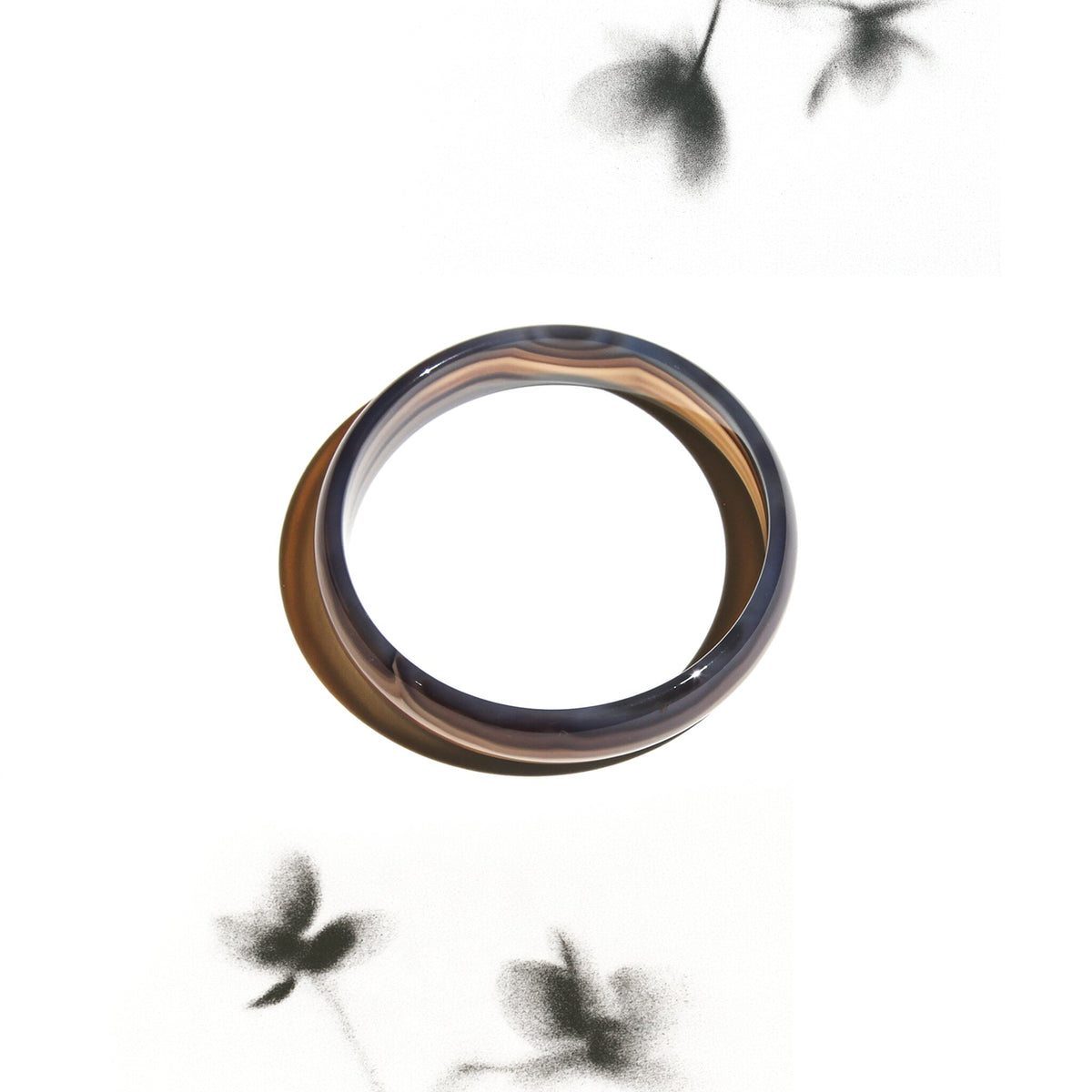 Born Once | "Smoke Ink" Black Agate Bangle Classic Round