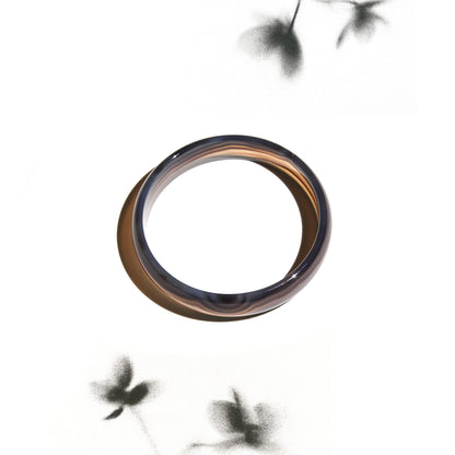 Born Once | "Smoke Ink" Black Agate Bangle Classic Round