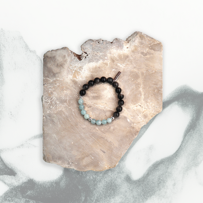 Obsidian Sea Bracelet Aquamarine Silver Obsidian