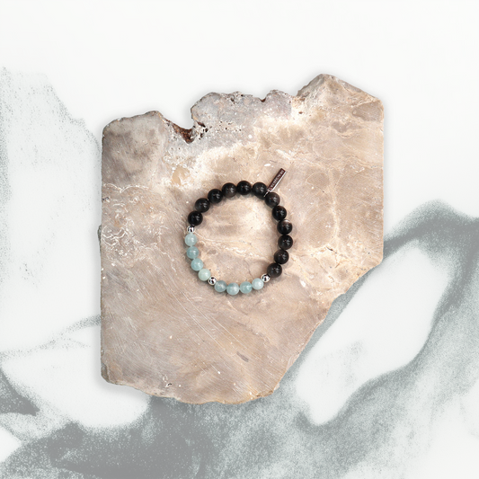 Obsidian Sea Bracelet Aquamarine Silver Obsidian